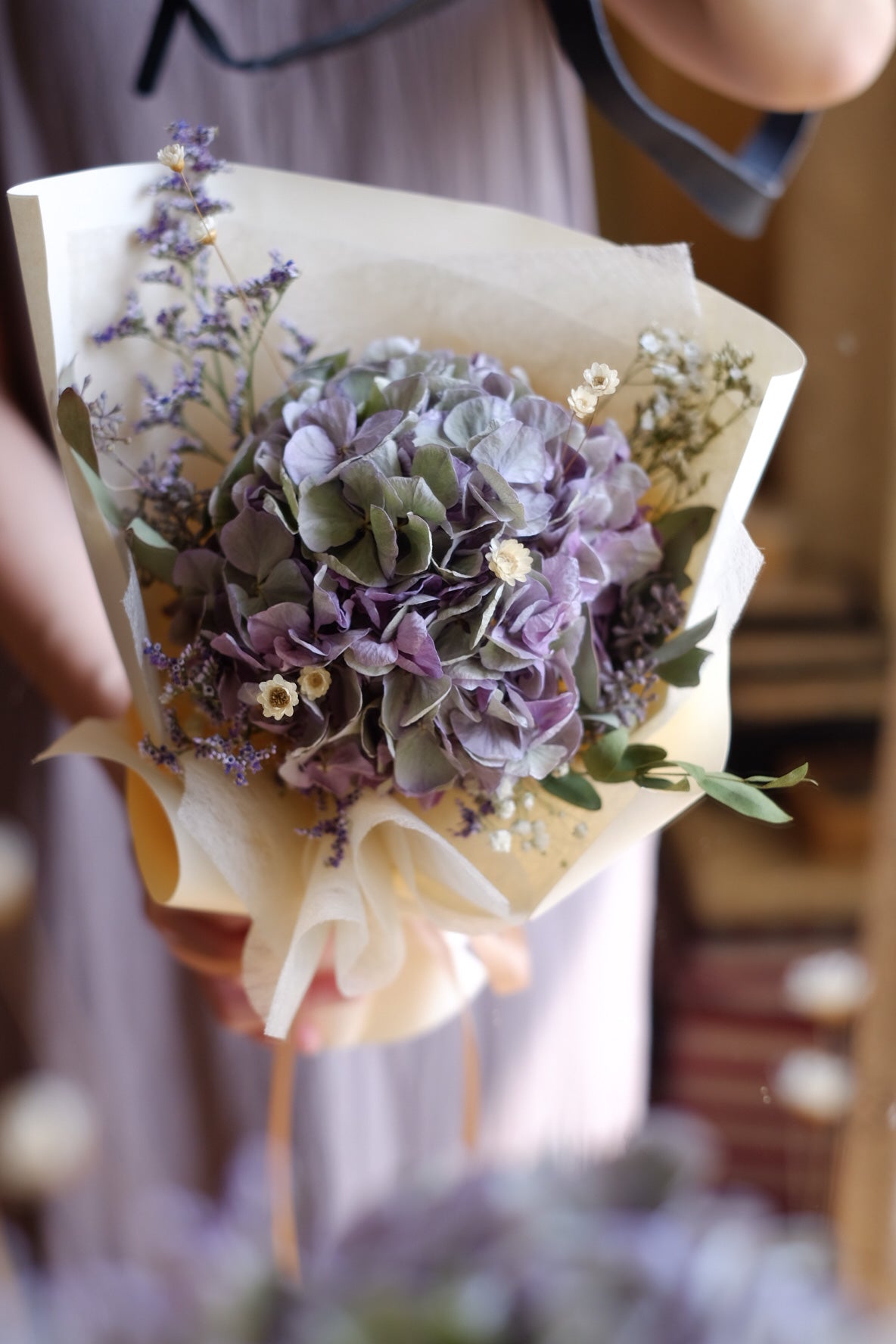 |日本直送乾燥花材|古典繡球・乾花花束